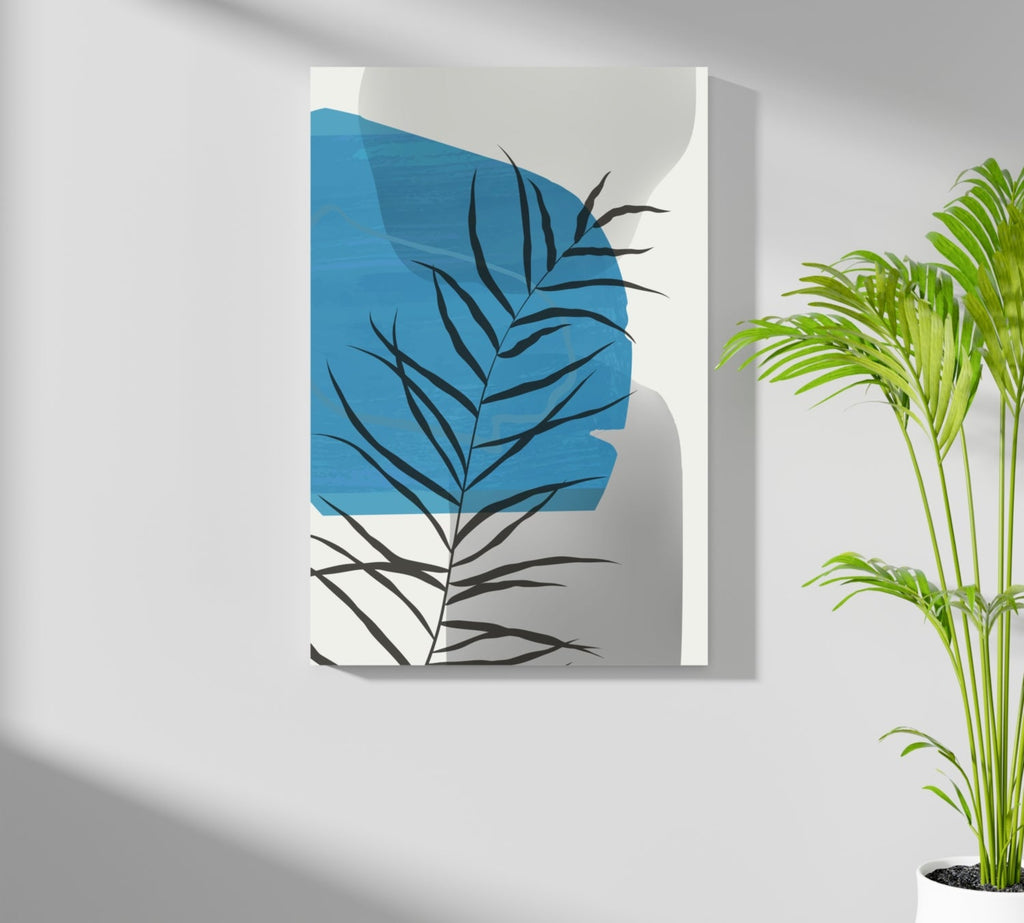 Blue Lagoon Palm Frond Shadow Aluminum Print