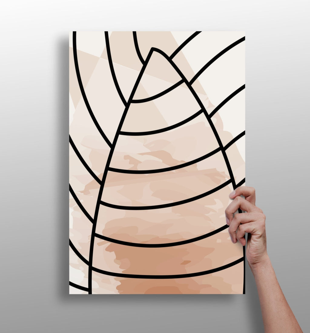 Blush Peach Leaf Vein Arcs Aluminum Print