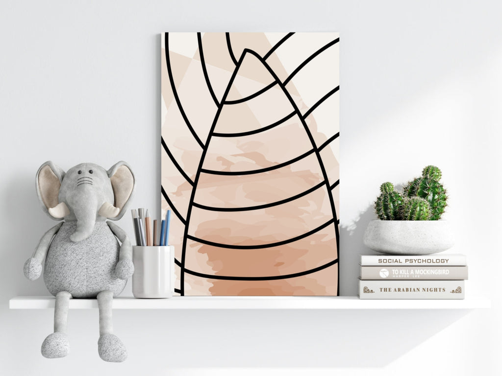 Blush Peach Leaf Vein Arcs Aluminum Print