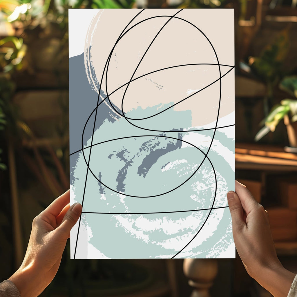Pastel Circles And Black Line Loops Aluminum Print
