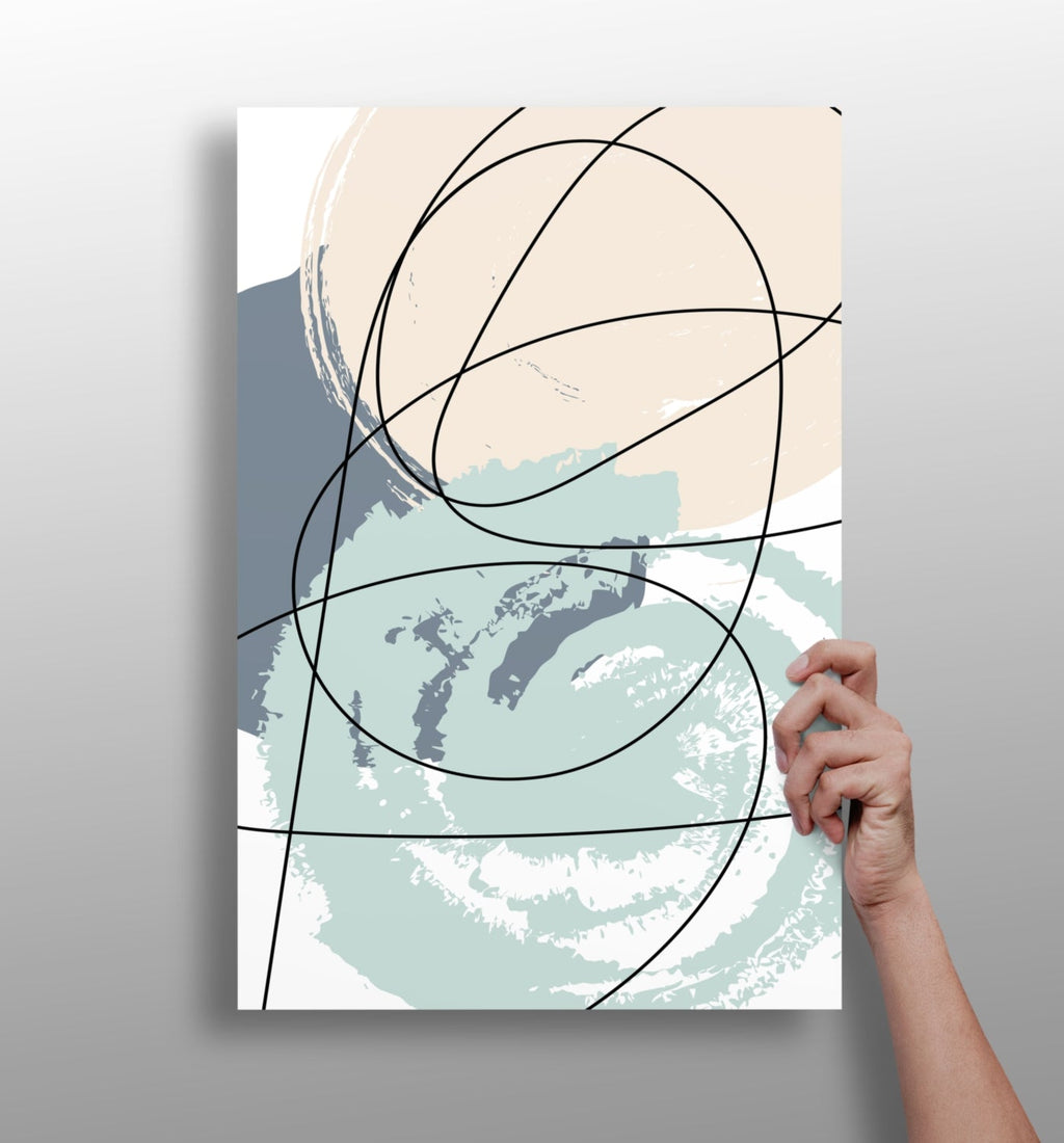 Pastel Circles And Black Line Loops Aluminum Print
