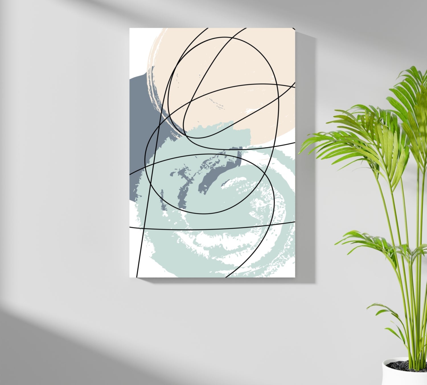 Pastel Circles And Black Line Loops Aluminum Print