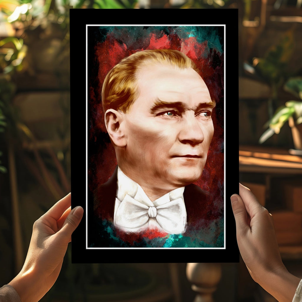 Framed Ataturk Red Teal Aluminum Print