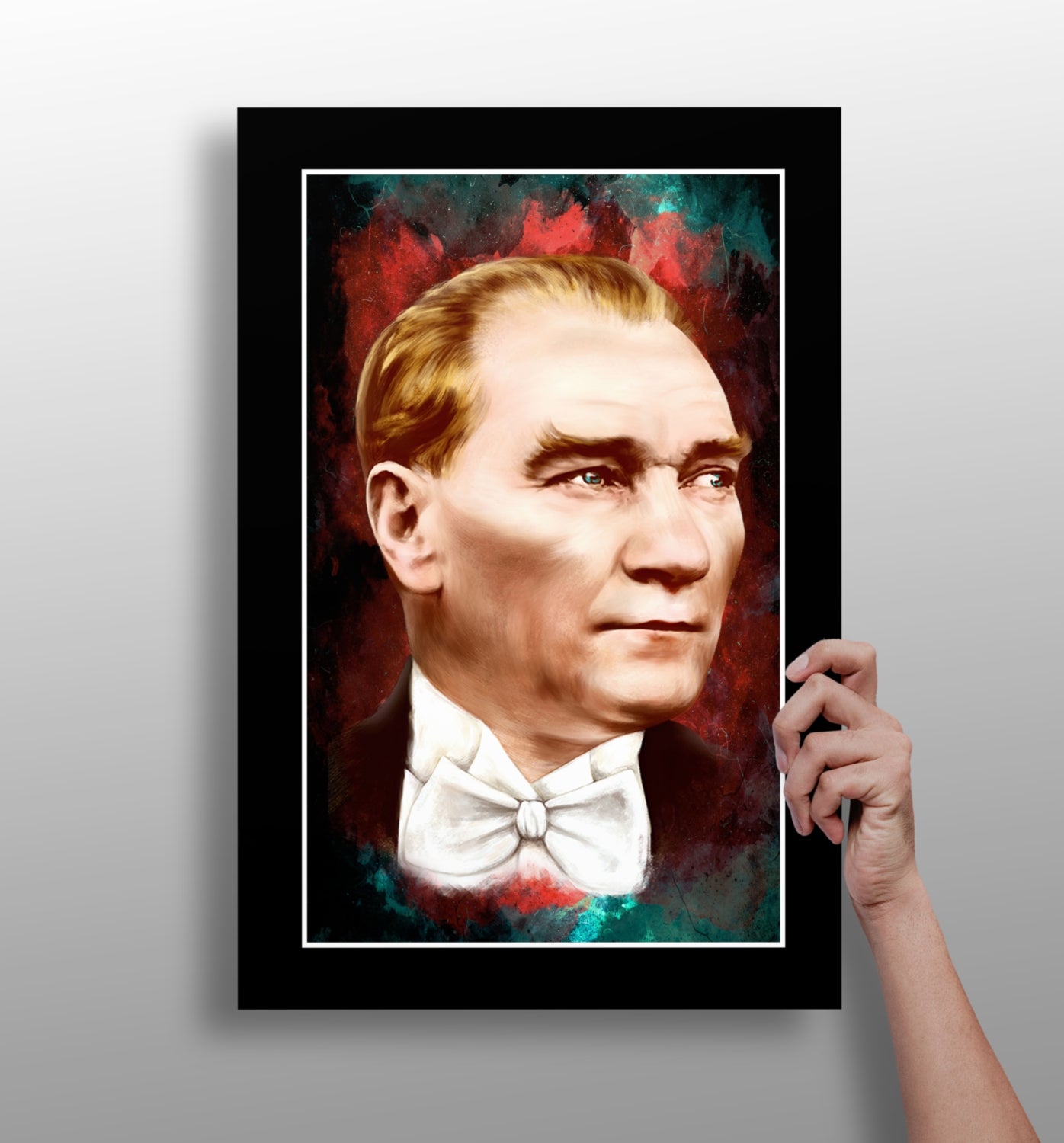 Framed Ataturk Red Teal Aluminum Print