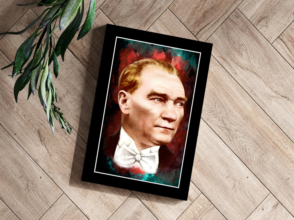 Framed Ataturk Red Teal Aluminum Print