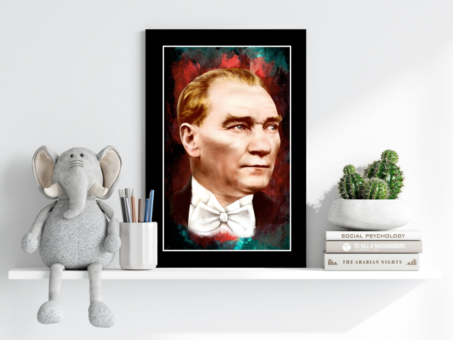 Framed Ataturk Red Teal Aluminum Print
