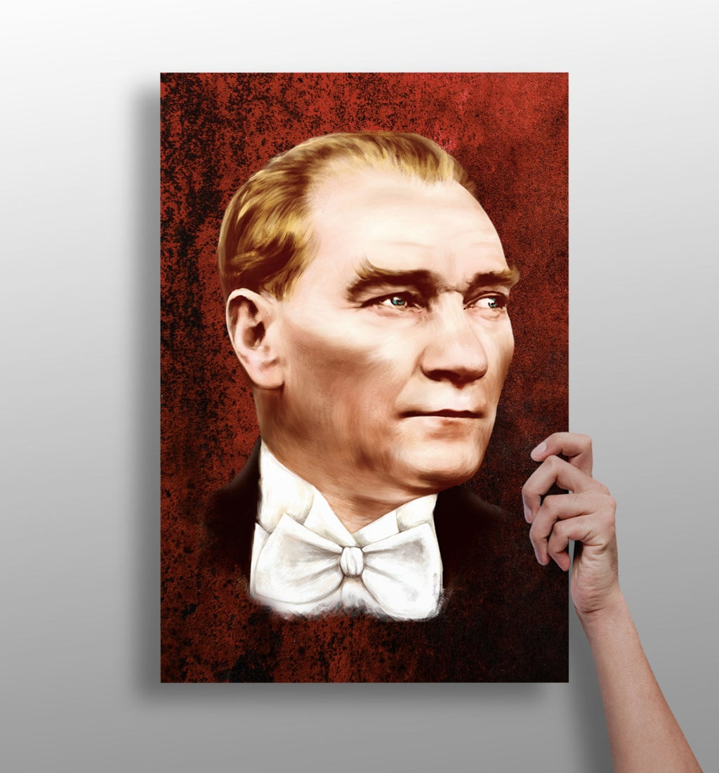 Ataturk Portrait Rust Red Aluminum Print