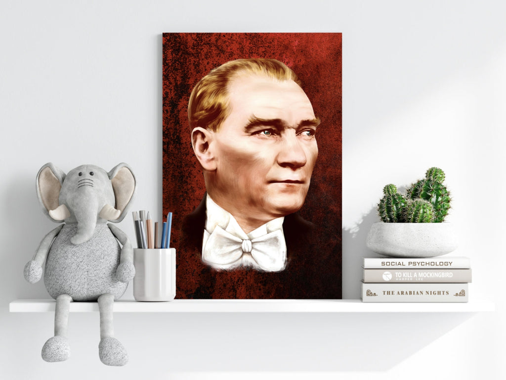 Ataturk Portrait Rust Red Aluminum Print