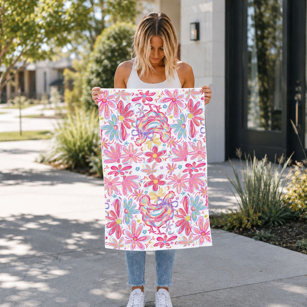 Floral Boho Chicken Towel