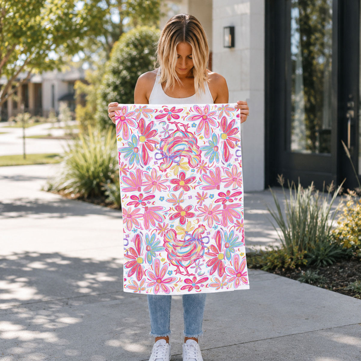 Floral Boho Chicken Towel