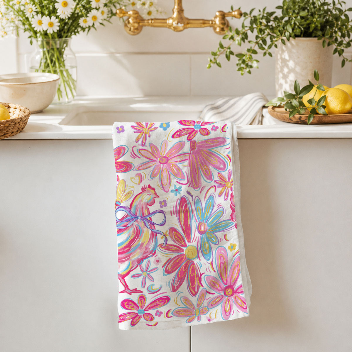 Floral Boho Chicken Towel