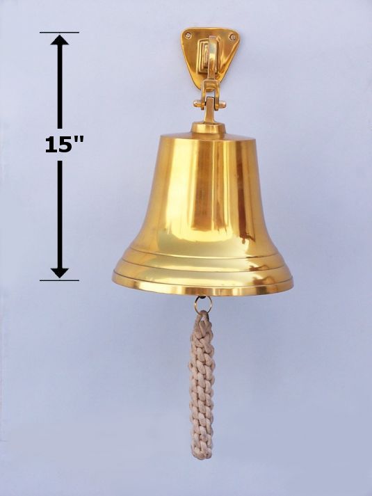 Brass Plated Hanging Ship's Bell 11""