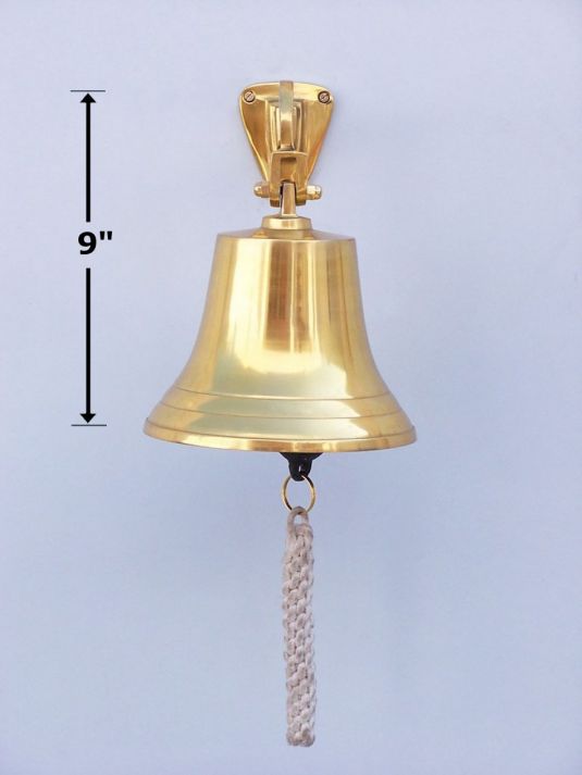 Brass Plated Hanging Ship's Bell 9""
