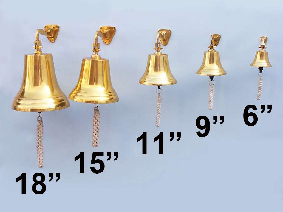 Brass Plated Hanging Ship's Bell 9""