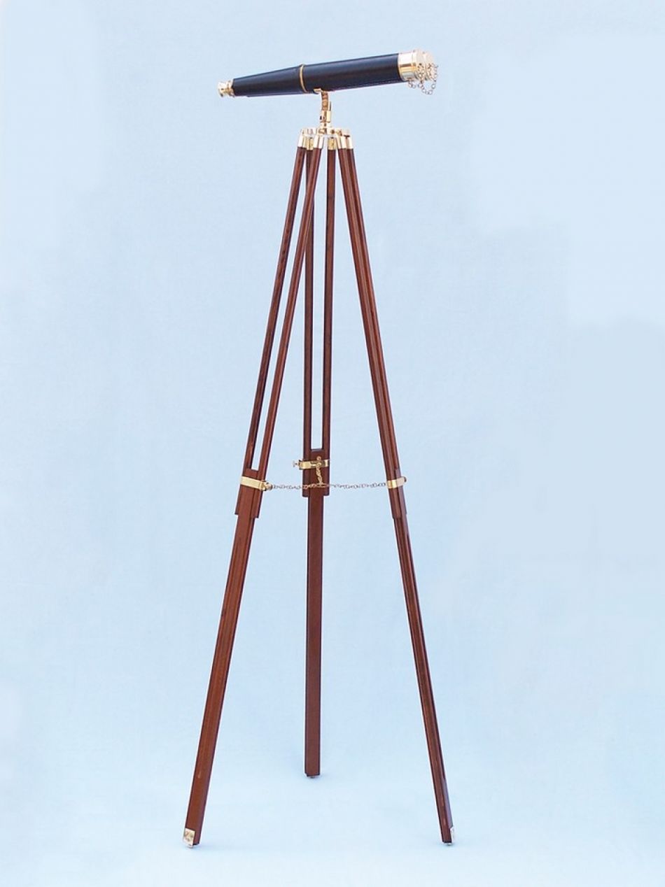 Floor Standing Admiral's Brass/Leather Binoculars 62""
