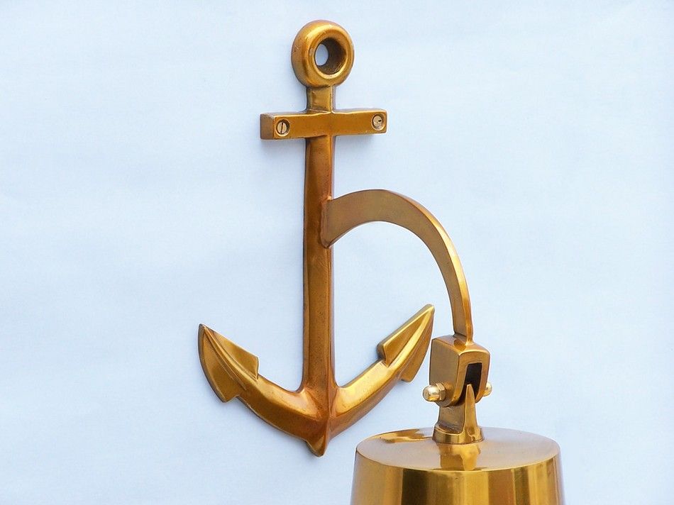 Brass Hanging Anchor Bell 21""