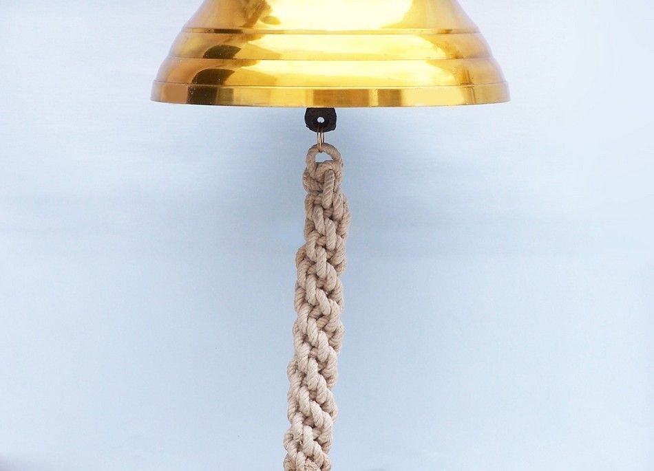 Brass Hanging Anchor Bell 21""