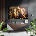 Golden Buddha Face Closeup Brushed Aluminum Dibond Wall Art