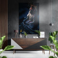 Dark Blue Praying Statue Buddha Brushed Aluminum Dibond Wall Art