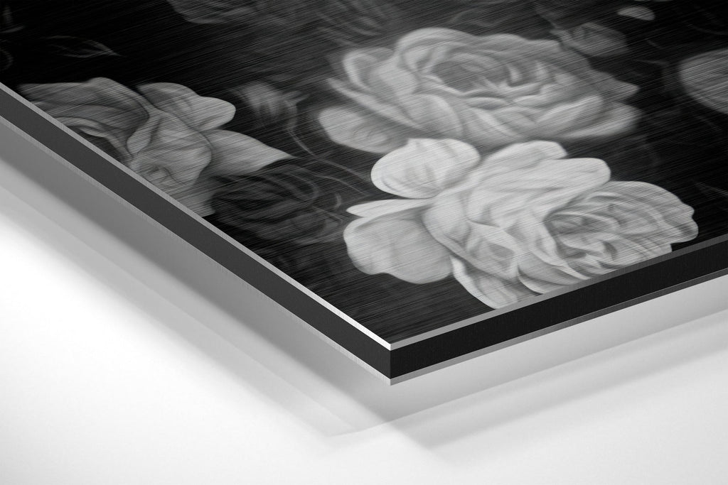 Skull and Roses Brushed Aluminium Dibond Wall Art