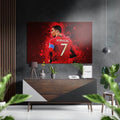 Number 7 Red Jersey Back View Brushed Aluminium Dibond Wall Art