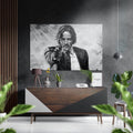Monochrome Suited Marksman Aiming Brushed Aluminium Dibond Wall Art