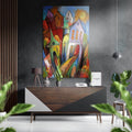 Whimsical Leaning Houses Hillside Brushed Aluminium Dibond Wall Art