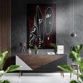 White Line Faces Red Scratches Brushed Aluminium Dibond Wall Art
