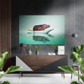 Hippo in Rowboat Teal Water Brushed Aluminium Dibond Wall Art