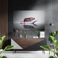 Hippo in Boat Pink Accent Gray Brushed Aluminium Dibond Wall Art
