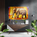 Walking Elephant Fiery Orange Brushed Aluminium Dibond Wall Art