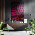 Magenta Pink Palm Frond Leaf Brushed Aluminium Dibond Wall Art