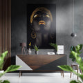 Golden Beaded Headdress Woman Brushed Aluminium Dibond Wall Art