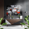 Red and Black Magazine Collage Brushed Aluminium Dibond Wall Art
