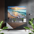 Turquoise Waves Beach Sunset Brushed Aluminium Dibond Wall Art