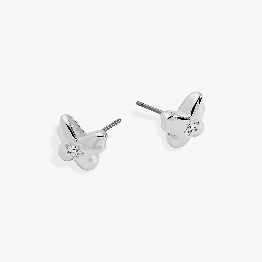 Puffy Butterfly Crystal Stud Earrings