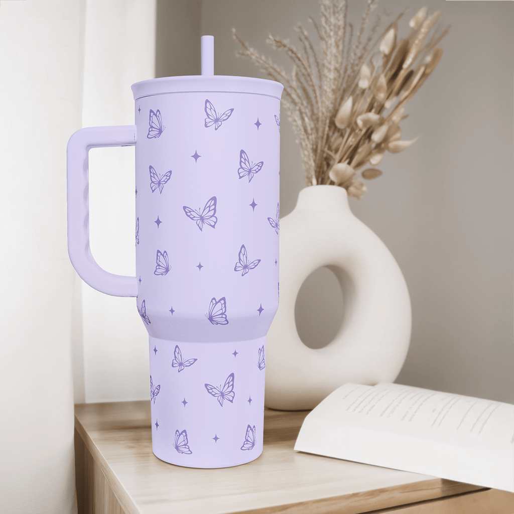 Butterfly Gifts for Women, Butterfly Tumbler with Handle, Stainless Steel Insulated Coffee Travel Mug Cup, Gifts for Women Girls on Birthday Christmas, 40oz - PhishStones Products