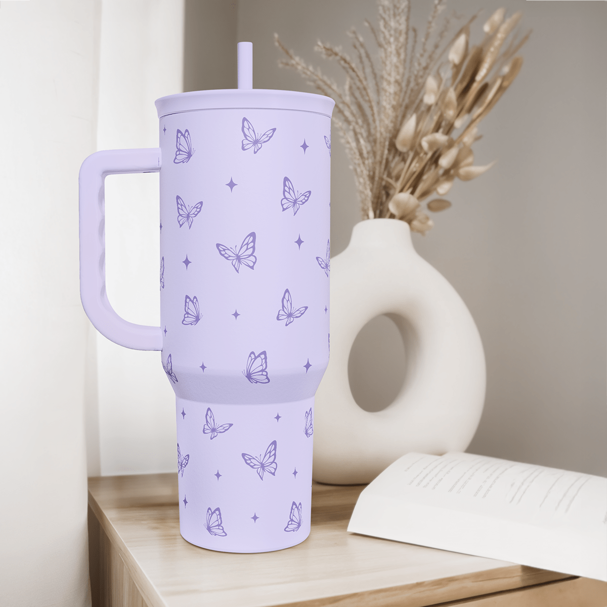 Butterfly Gifts for Women, Butterfly Tumbler with Handle, Stainless Steel Insulated Coffee Travel Mug Cup, Gifts for Women Girls on Birthday Christmas, 40oz - PhishStones Products