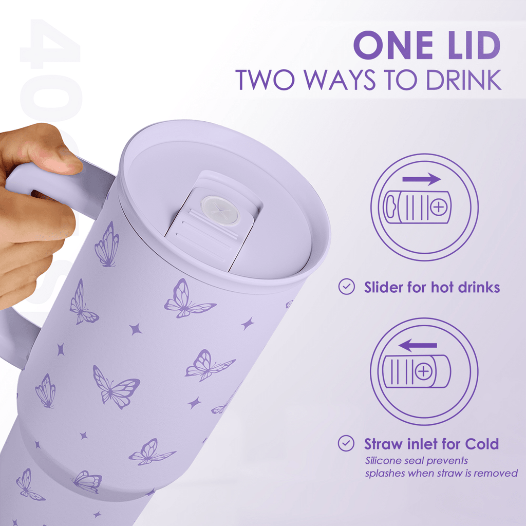 Butterfly Gifts for Women, Butterfly Tumbler with Handle, Stainless Steel Insulated Coffee Travel Mug Cup, Gifts for Women Girls on Birthday Christmas, 40oz - PhishStones Products