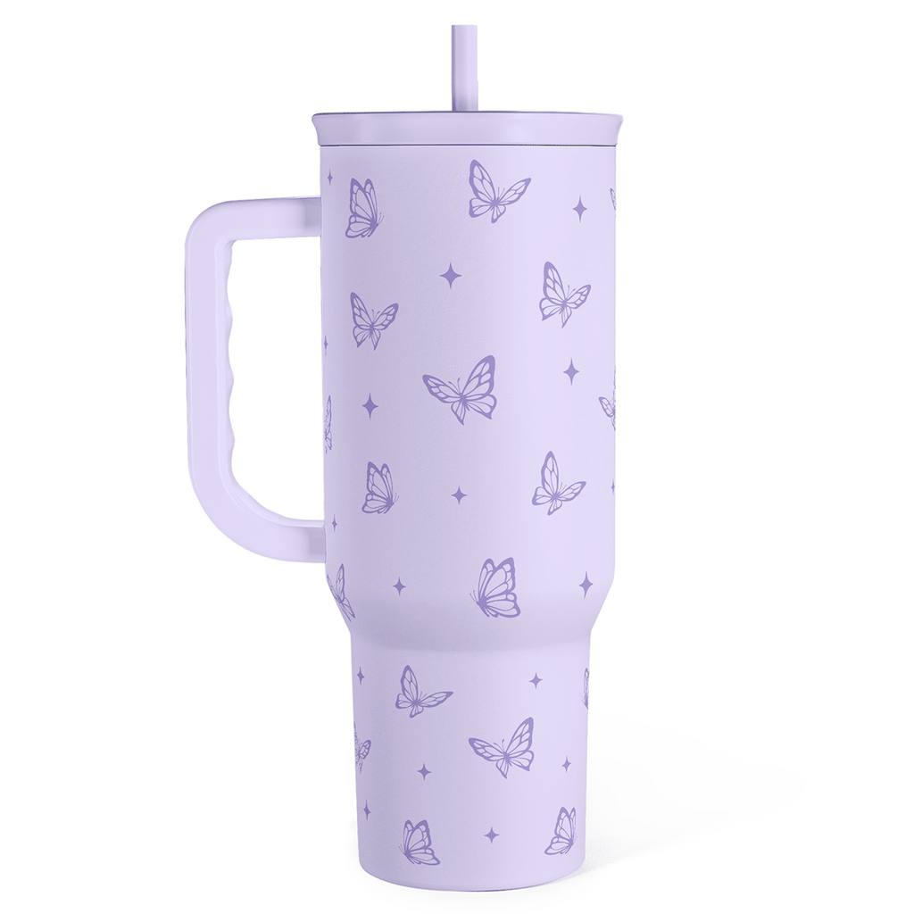 Butterfly Gifts for Women, Butterfly Tumbler with Handle, Stainless Steel Insulated Coffee Travel Mug Cup, Gifts for Women Girls on Birthday Christmas, 40oz - PhishStones Products