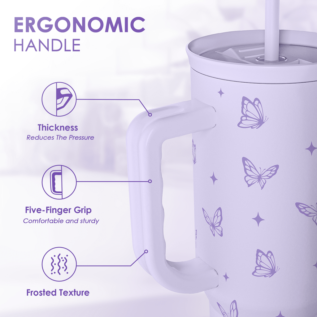 Butterfly Gifts for Women, Butterfly Tumbler with Handle, Stainless Steel Insulated Coffee Travel Mug Cup, Gifts for Women Girls on Birthday Christmas, 40oz - PhishStones Products