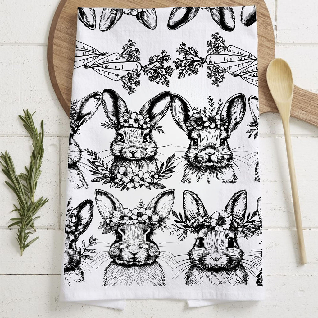 B&W Bunnies Towel
