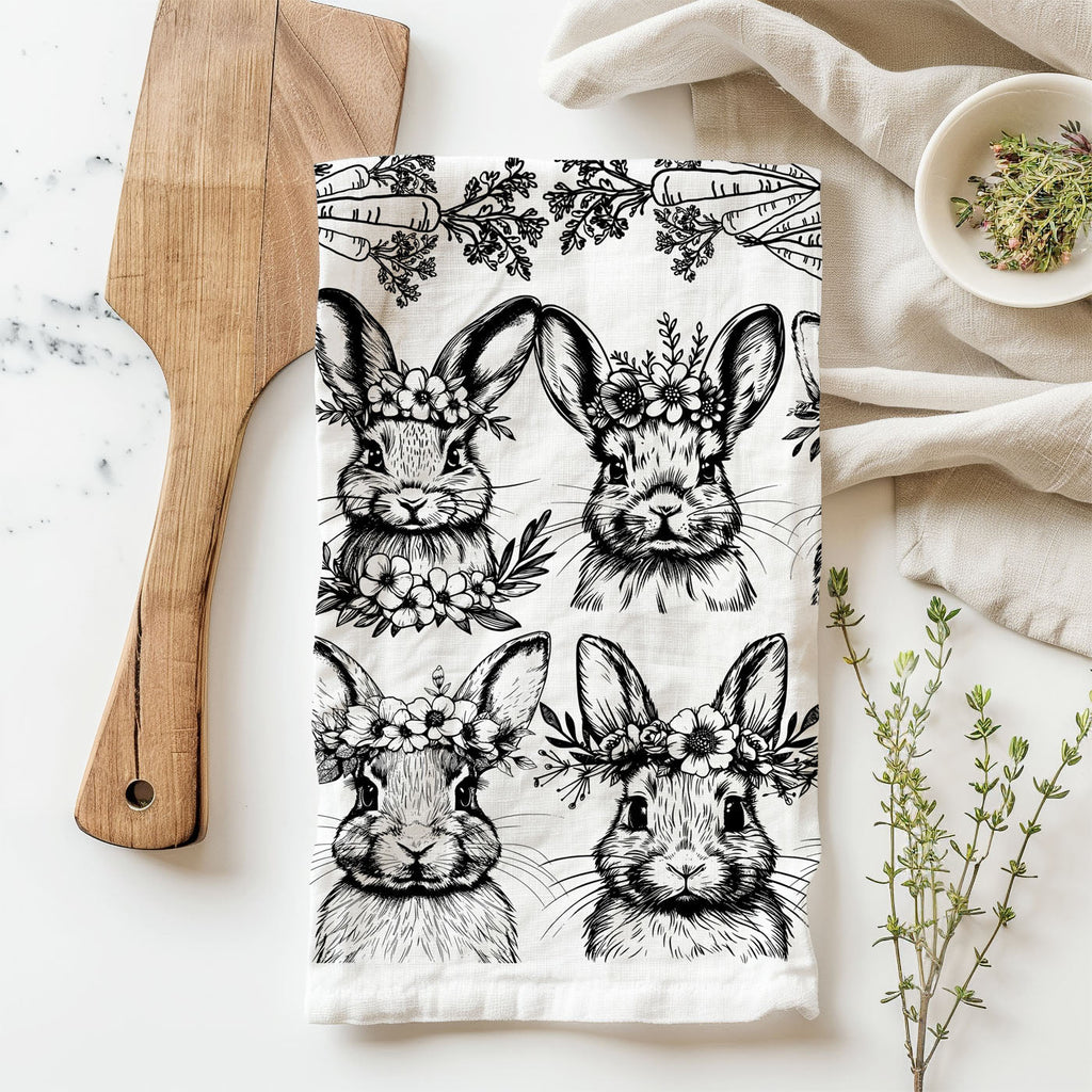 B&W Bunnies Towel