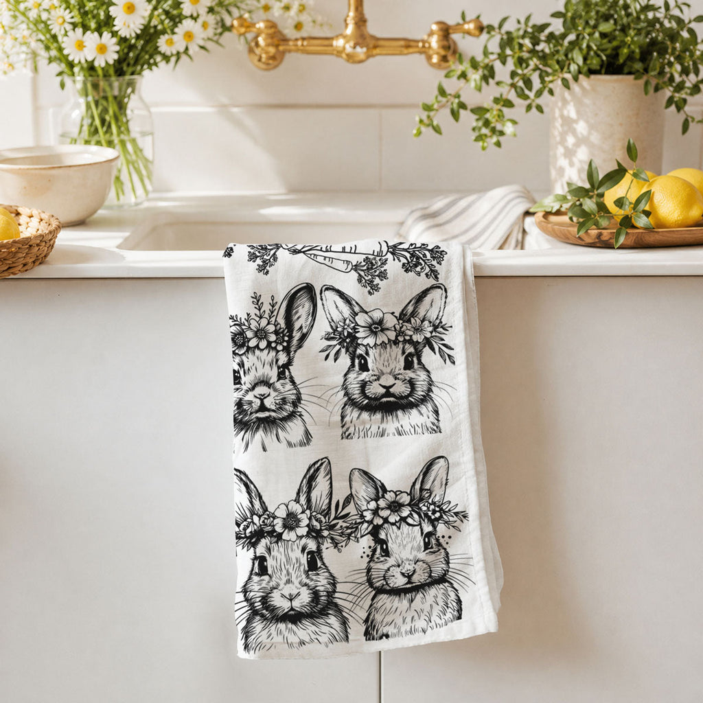 B&W Bunnies Towel