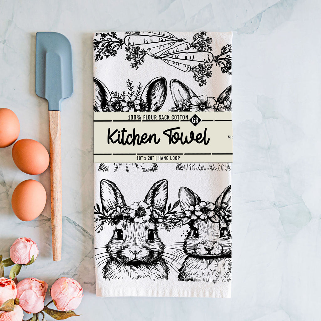 B&W Bunnies Towel