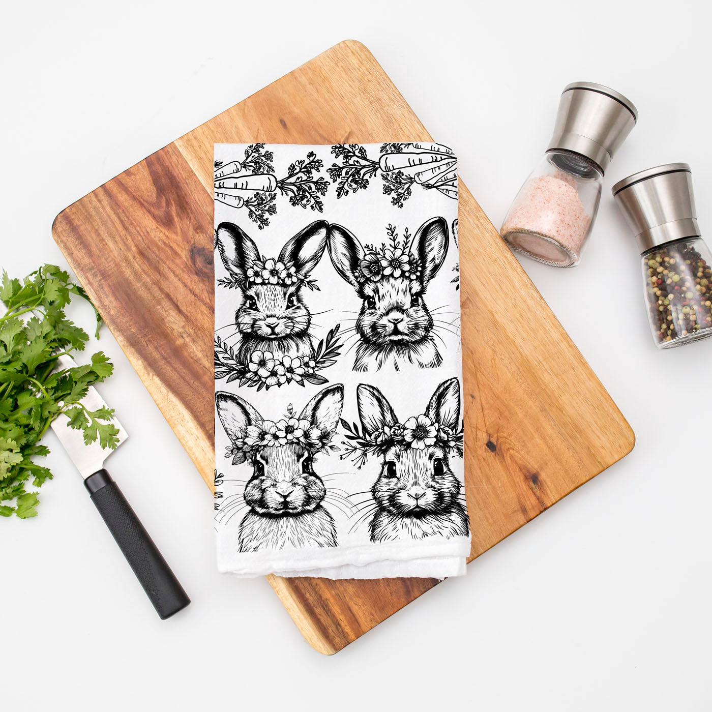 B&W Bunnies Towel