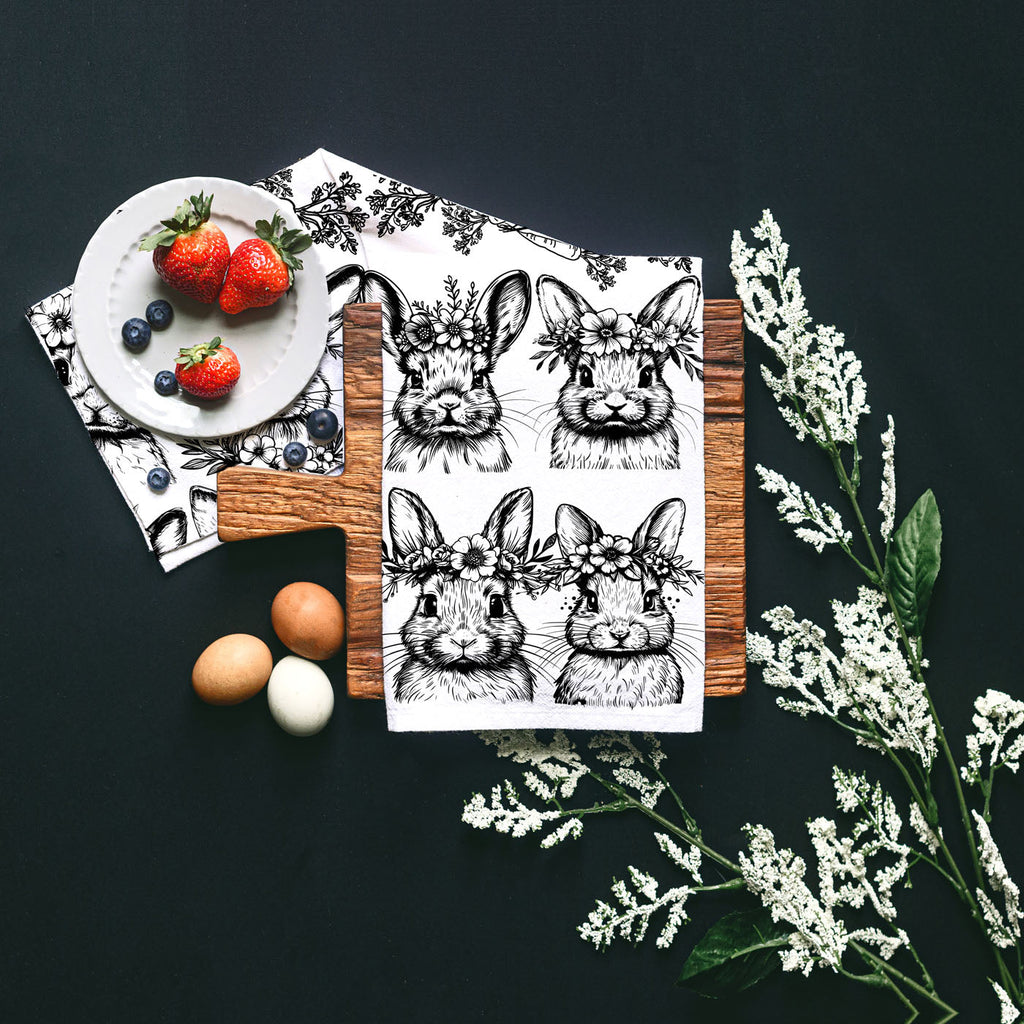B&W Bunnies Towel