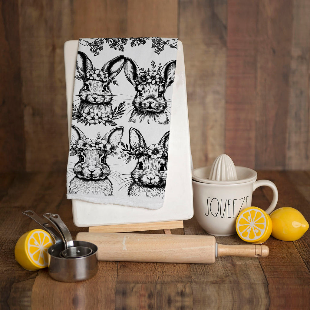 B&W Bunnies Towel