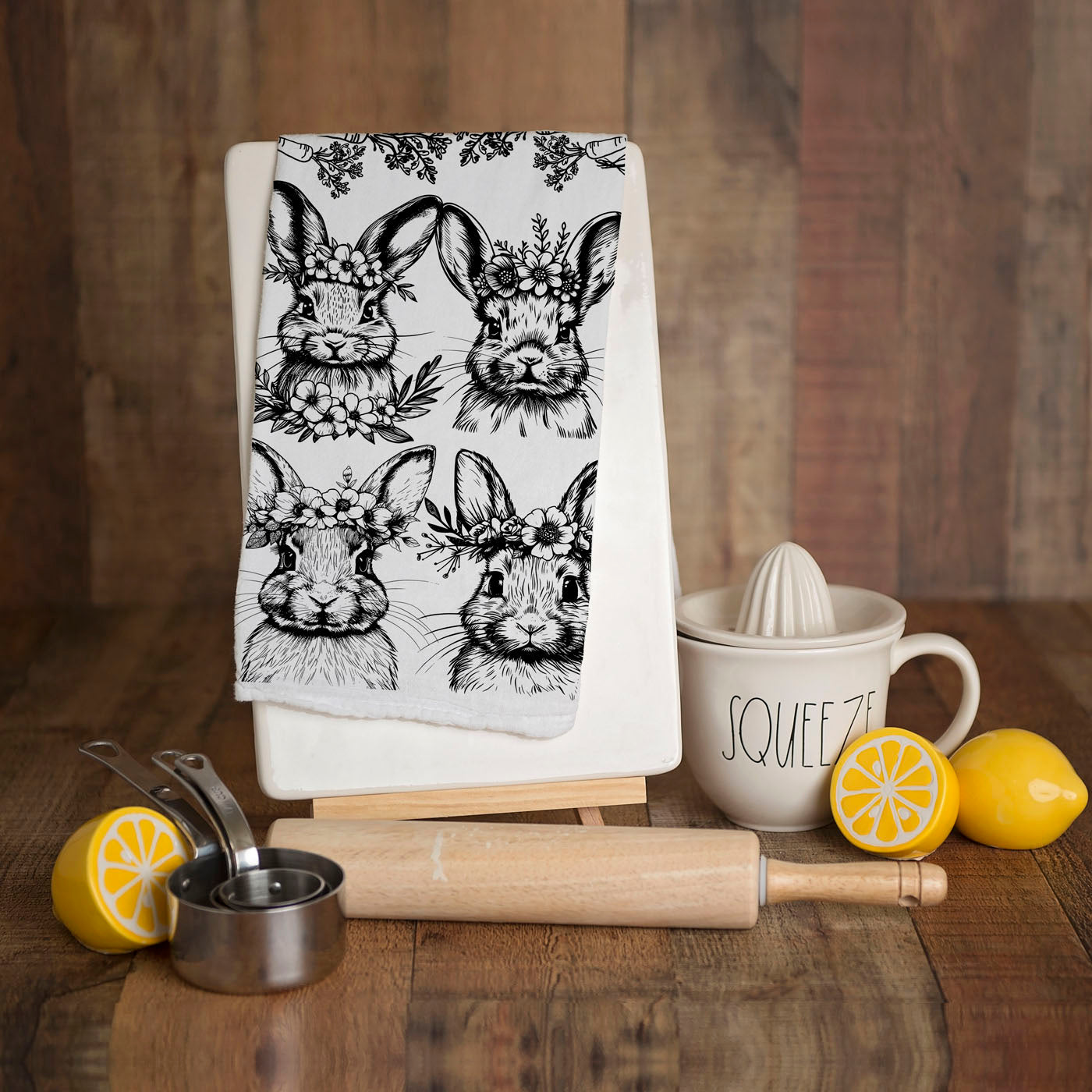 B&W Bunnies Towel