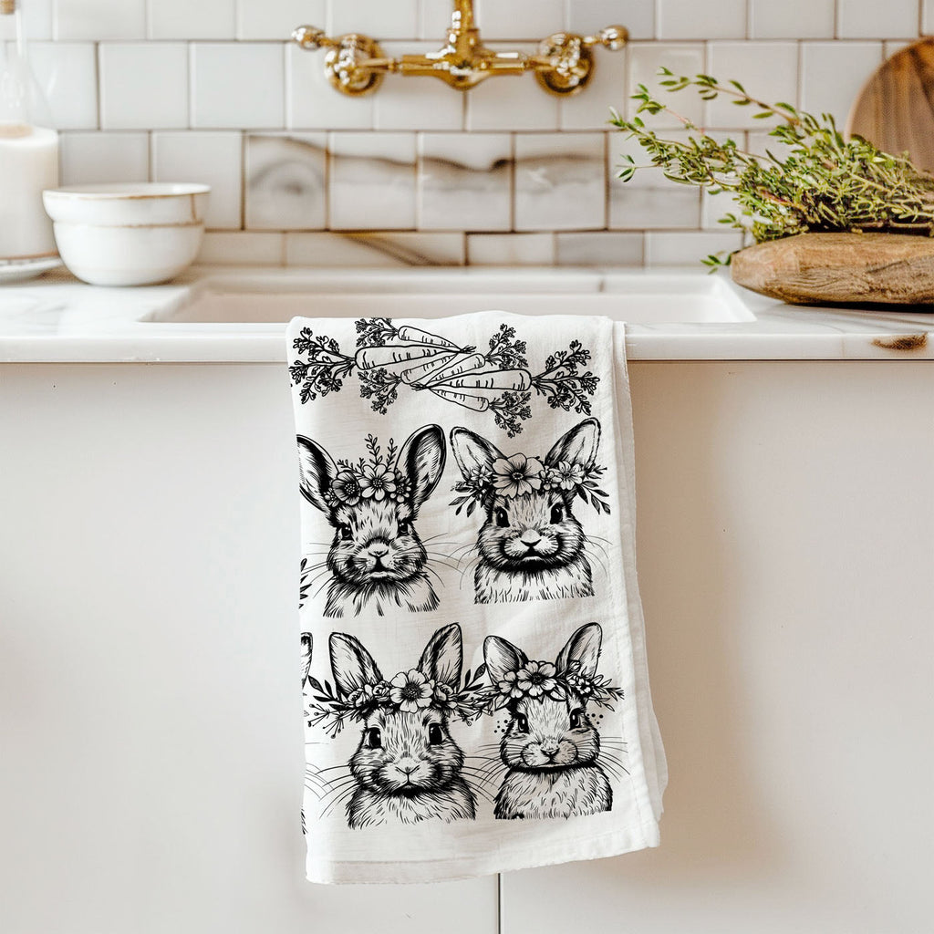 B&W Bunnies Towel